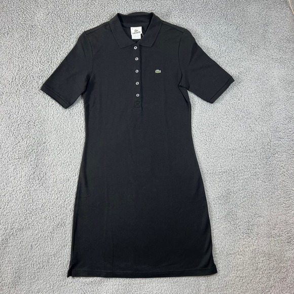 Lacoste Dresses & Skirts - Lacoste Women's Size 6 Black Short Sleeve Polo Dress Stretch Pique VTG NWT